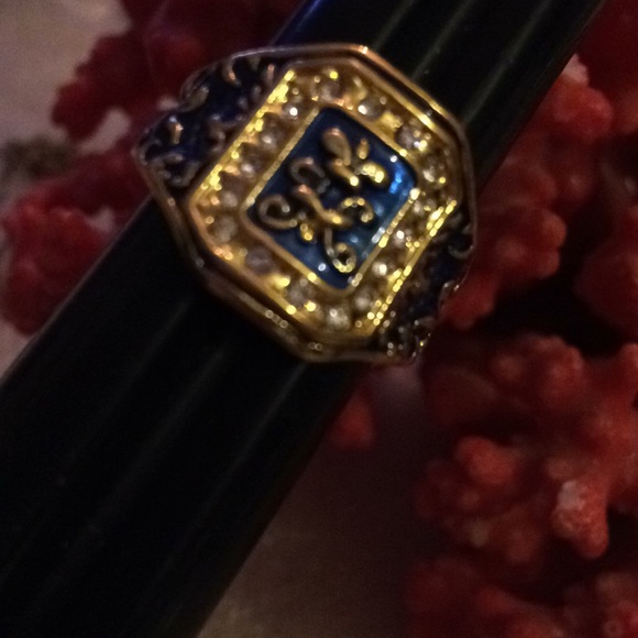 Enamel and cz ring - Picture 5 of 6